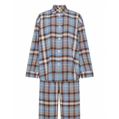 Flannel Lounge Set *Villkorat Erbjudande Pyjamas Blå Becksöndergaard