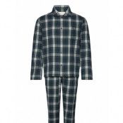 GANT Flannel Pj Set Shirt And Pants Marinblå