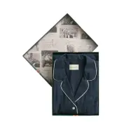 GANT Satin Stripe Pajama Set Gift Box Marinblå