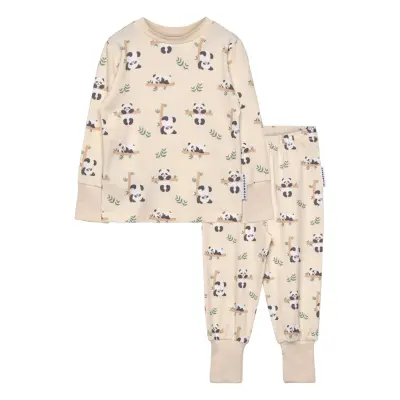 Geggamoja Bamboo Two Piece Pyjamas Green Tractor Kräm