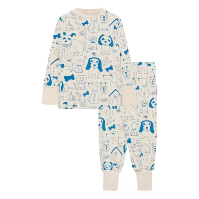 Geggamoja Bamboo Two Piece Pyjamas - Cream - 98/104