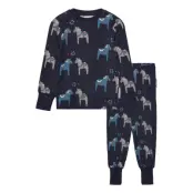 Geggamoja Bamboo Two Piece Pyjamas Green Tractor - Navy - 86/92