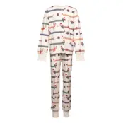 Geggamoja Bamboo Two Piece Pyjamas Santa Dogs - Multi/patterned - 86/92