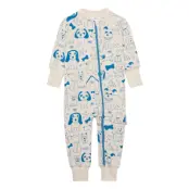 Geggamoja Bamboo Two Way Zip Pyjamas - Cream - 62/68
