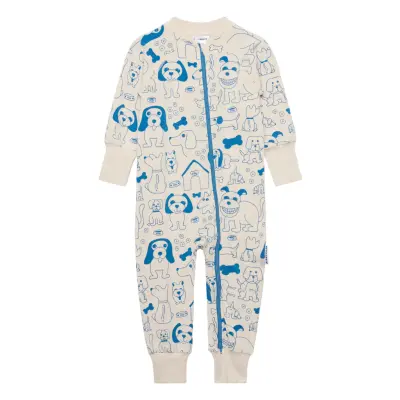 Geggamoja Bamboo Two Way Zip Pyjamas - Cream - 62/68