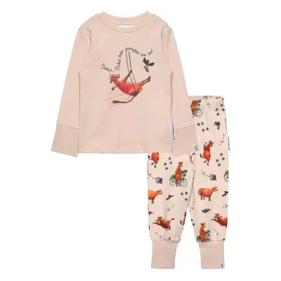 Geggamoja Mamma Mu Two Piece Pyjamas Beige Beige