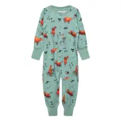 Geggamoja Mamma Mu Two Way Zip Pyjamas Frosty Green - Green - 74/80