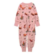 Geggamoja Mamma Mu Two Way Zip Pyjamas Frosty Green - Pink - 74/80