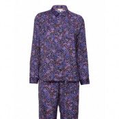 Giftbox Pj Ls Flowers & Slippers Pyjamas Purple Tommy Hilfiger