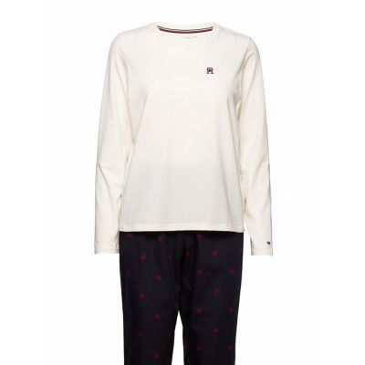Giftbox Pj Ls Tee & Slippers Pyjamas White Tommy Hilfiger