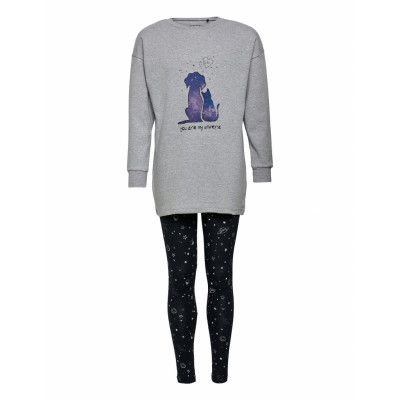 Girls Pyjama Long Pyjamas Set Grå Schiesser
