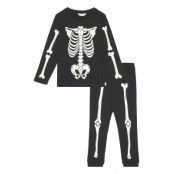 Glow In The Dark Skeleton Pyjama Pyjamas Set Svart *Villkorat Erbjudande Mango