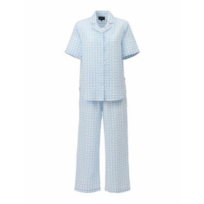 Hailey Cotton Seersucker Nightshirt Nattlinne Blue Lexington Home