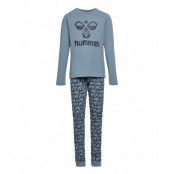 Hmlnolan Night Suit Pyjamas Set Blå Hummel