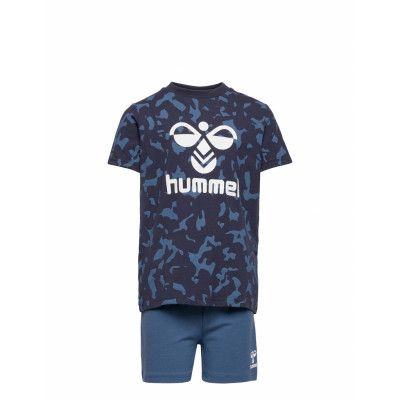 Hmlnole Night Suit S/S Pyjamas Set Blå Hummel
