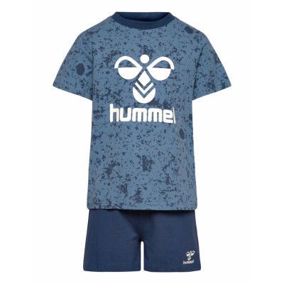 Hmlnole Night Suit S/S Pyjamas Set Blue Hummel