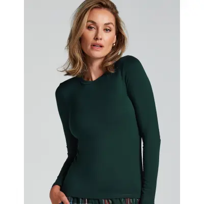 Hunkemöller Long-Sleeved Pyjama Top - Green - XS
