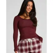 Hunkemöller Longsleeved Jersey Pyjama Top - Burgundy - XL