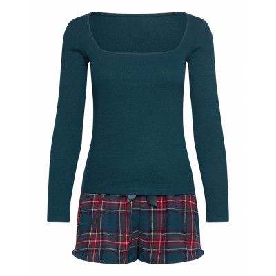 Hunkemöller Pj Flannel Twill Check Short Blå