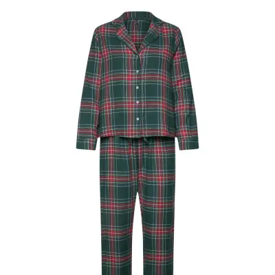 Hunkemöller Pj Ls Flannel Twill Check Grön