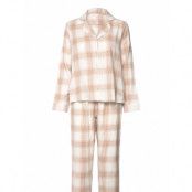 Hunkemöller Pj Ls Flannel Twill Check Kräm