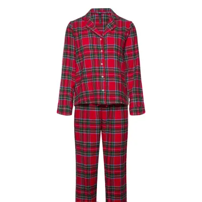 Hunkemöller Pj Ls Flannel Twill Check Röd