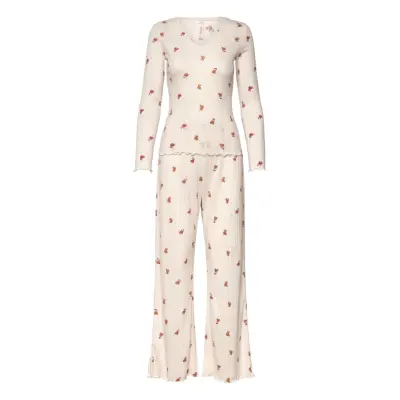Hunkemöller Pj Ls Pointelle Bear Vit