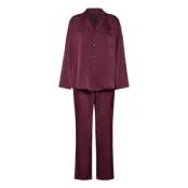 Hunkemöller Pj Ls Satin Pinstripe Burgundy