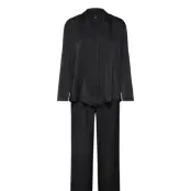 Hunkemöller Pj Ls Satin Pinstripe Svart