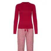 Hunkemöller Pj Set Ls Top Twill Check Röd