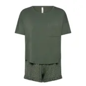 Hunkemöller Pj Short Jersey Loosefit Dot Grön