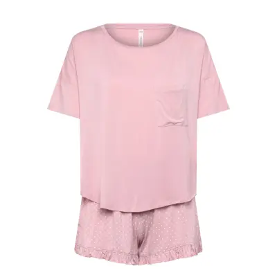 Hunkemöller Pj Short Jersey Loosefit Dot Rosa