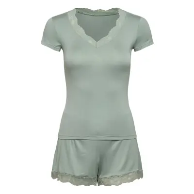 Hunkemöller Pj Ss Short Jersey Lace Nanna Grön