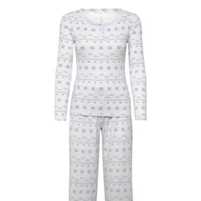 Hunkemöller Pyjamaset Jersey Fairisle - White - M