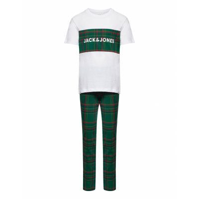 Jack & J S Jacjj Checked Ss Tee And Pants Set Jnr Grön