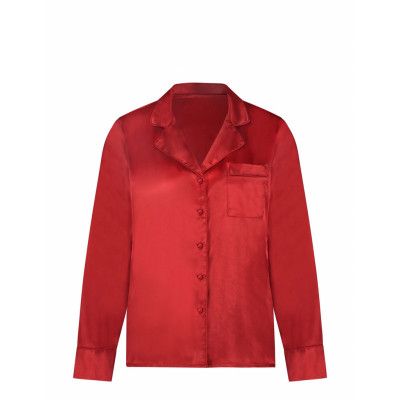 Jacket Ls Satin Minimal Pyjamas Red Hunkemöller