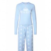 Juicy Couture Pillow Princess Ls Pyjama Set Powder Blue Blå