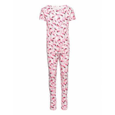 Kids 100% Organic Cotton Flamingo Pj Set Pyjamas Set Multi/mönstrad GAP