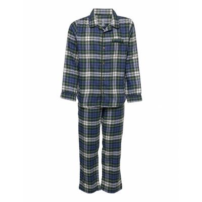 Kids 100% Recycled Polyester Plaid Print Pj Set Pyjamas Set Grön GAP