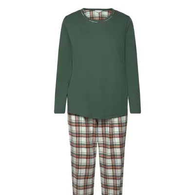Lady Avenue Cotton Flannel Pyjamas - Green - M