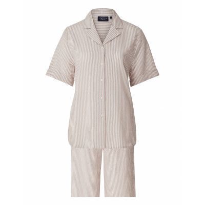 Lauren Organic Cotton Seersucker Pajama Set Pyjamas Beige Lexington Home