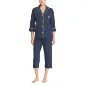 Lauren Ralph Lauren Homewear Lrl Heritage 3/4 Sl Classic Notch Pj Set - Blue - L