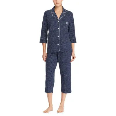 Lauren Ralph Lauren Homewear Lrl Heritage 3/4 Sl Classic Notch Pj Set - Blue - L