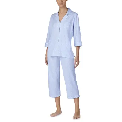 Lauren Ralph Lauren Homewear Lrl Heritage 3/4 Sl Classic Notch Pj Set - Blue - M