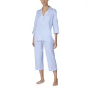 Lauren Ralph Lauren Homewear Lrl Heritage 3/4 Sl Classic Notch Pj Set - Blue - XS