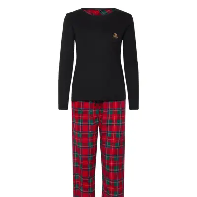 Lauren Ralph Lauren Homewear Lrl L/S Crew Neck Knit Top Long Pan Röd