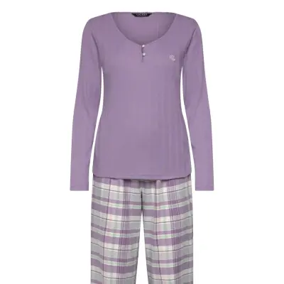 Lauren Ralph Lauren Homewear Lrl L/S Knit Top Long Pant Pj Set Lila