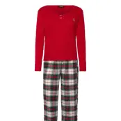 Lauren Ralph Lauren Homewear Lrl L/S Knit Top Long Pant Pj Set Röd