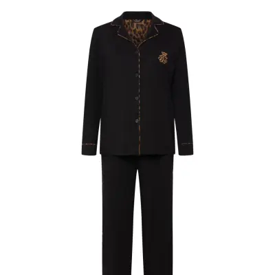 Lauren Ralph Lauren Homewear Lrl L/S Notch Collar Long Pant Pj S Svart