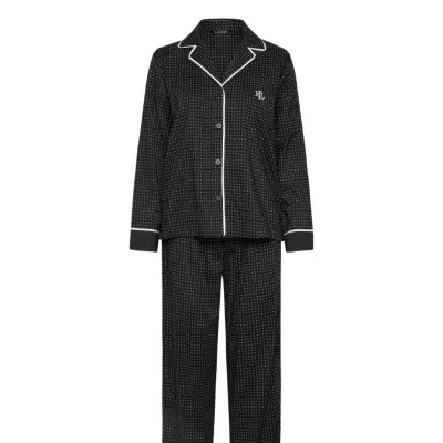 Lauren Ralph Lauren Homewear Lrl L/S Notch Collar Long Pant Pj S Svart